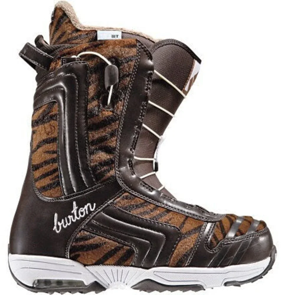 NEW Burton Emerald Womens Snowboard Boots! 5 or 6  Brown Tiger Stripes Design - Picture 2 of 2